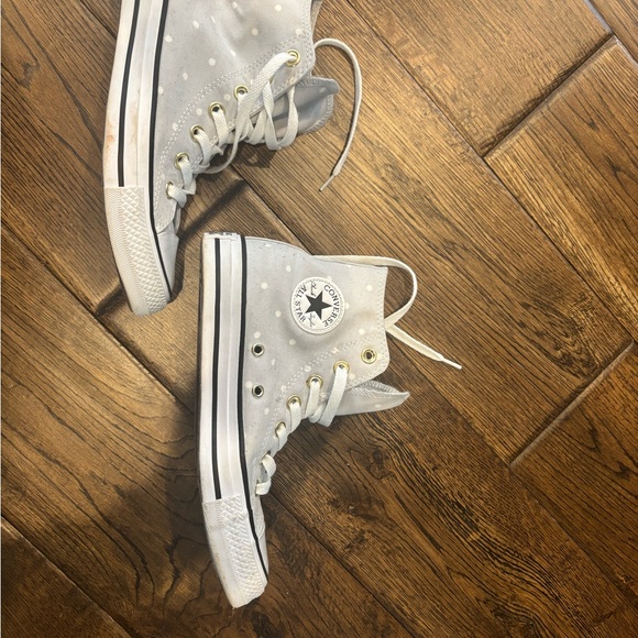 RARE Converse ALL STAR  High-Top Sneakers in Light Gray white Polka dots - Picture 2 of 11